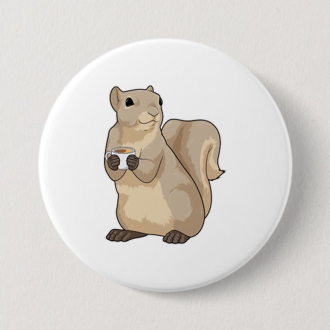 Squirrel Coffee Cup 3 Inch Round Button (Front)