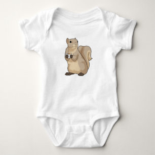 Squirrel Coffee Cup Baby Bodysuit