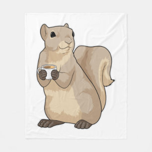 Squirrel Coffee Cup Fleece Blanket