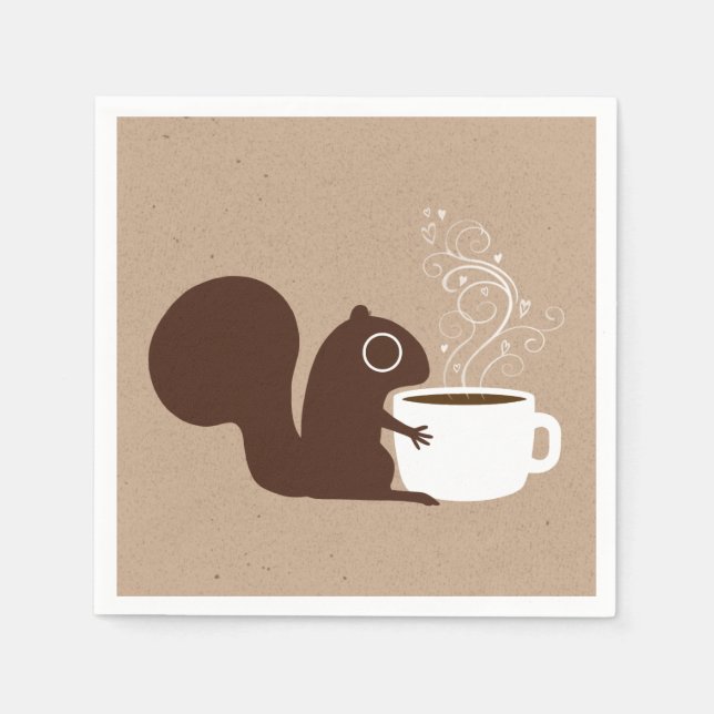 Squirrel Coffee Lover | Fun Animal Lover's Napkin (Front)