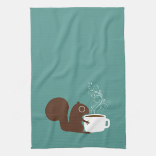 Squirrel Coffee Lover Kitchen Towel