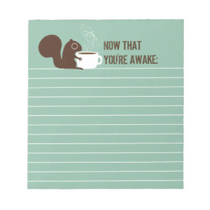 Squirrel Coffee Lover with Customizable Text Notepad