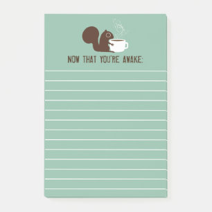 Squirrel Coffee Lover with Customizable Text Post-it Notes