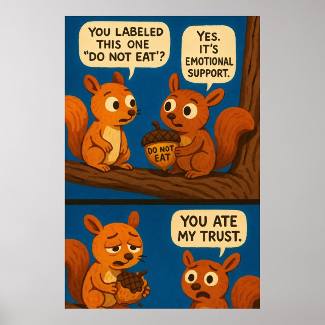 Squirrel Comic - Emotional Support Acorn Joke Poster (Front)