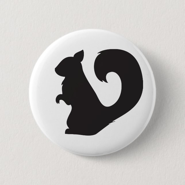 Squirrel critter woodland silhouette graphic 2 inch round button (Front)