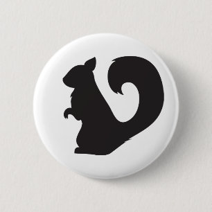 Squirrel critter woodland silhouette graphic 2 inch round button