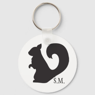 Squirrel critter woodland silhouette initials keychain