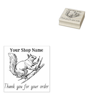 Squirrel Custom THANK YOU FOR YOUR ORDER Stamper  Rubber Stamp