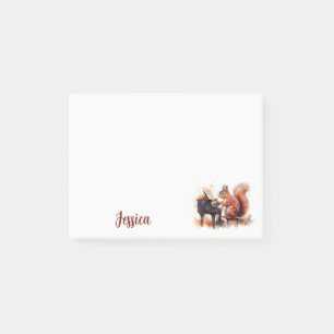 Squirrel Cute Animal and a Piano Personalized Name Post-it Notes