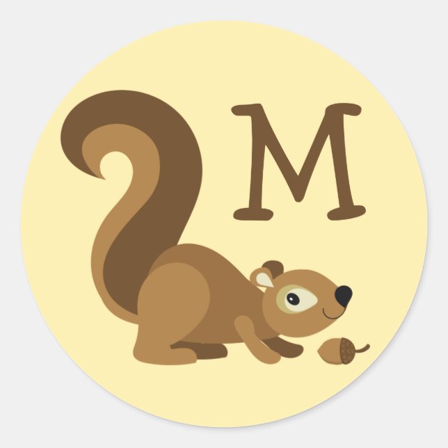 Squirrel Cute Kid's Woodland Classic Round Sticker (Front)