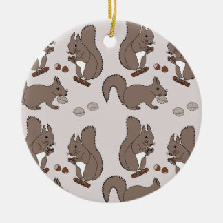 Squirrel design dark ceramic ornament