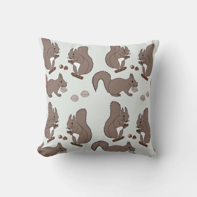 Squirrel Design Throw Pillow (Front)