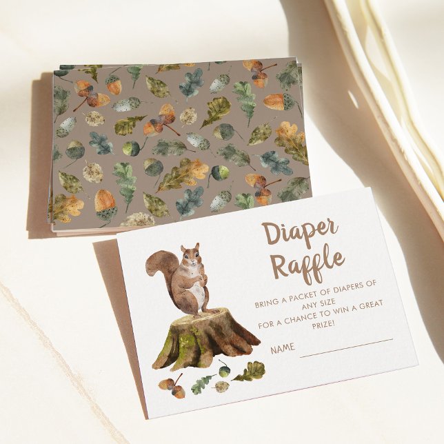 Squirrel Diaper Raffle Baby Shower Enclosure Card (Creator Uploaded)