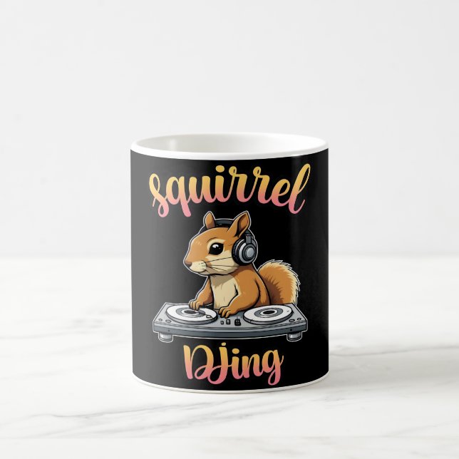 Squirrel DJ Party Vibes Funny Retro DJ Mug (Center)