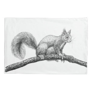 Squirrel drawing pillowcase