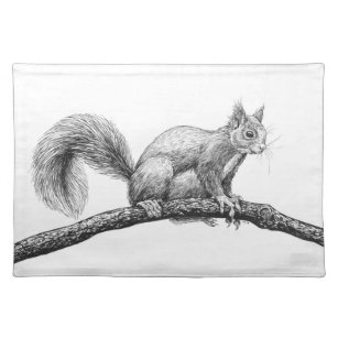 Squirrel drawing placemat