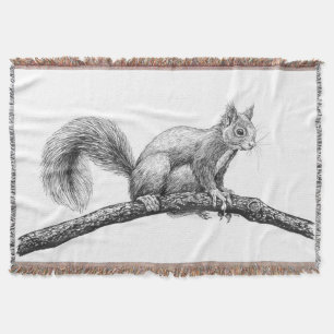 Squirrel drawing throw blanket