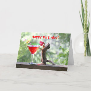 Squirrel Drinking a Cocktail at Happy Hour Card