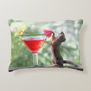 Squirrel Drinking at Happy Hour Accent Pillow