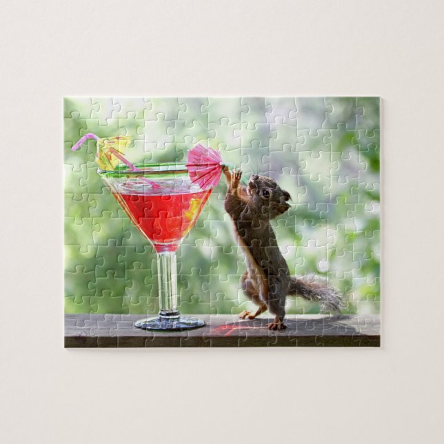 Squirrel Drinking Cocktail Jigsaw Puzzle (Horizontal)