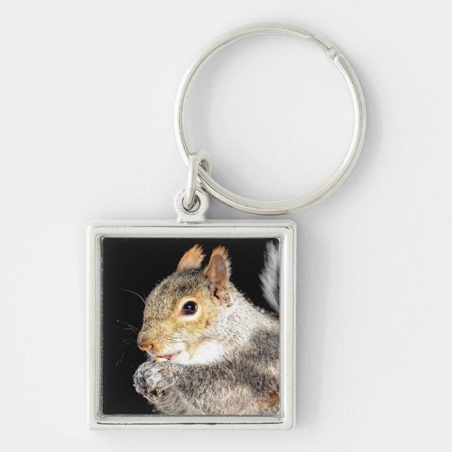 Squirrel eating a nut keychain (Front)