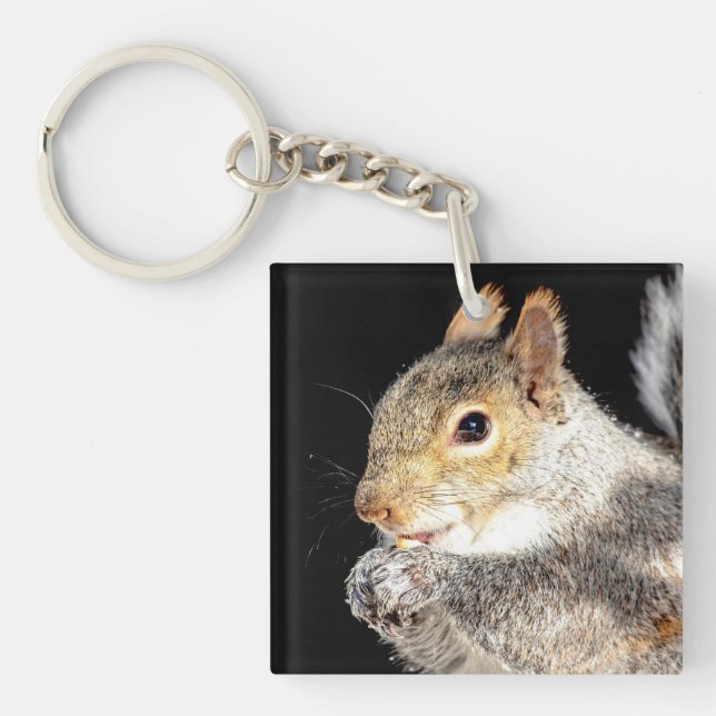 Squirrel eating a nut keychain (Front)