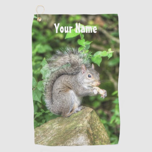 Squirrel Eating a Peanut Golf Towel (Front)