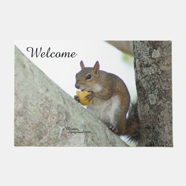 Squirrel eating chips Spiegeland Welcome Doormat (Front)