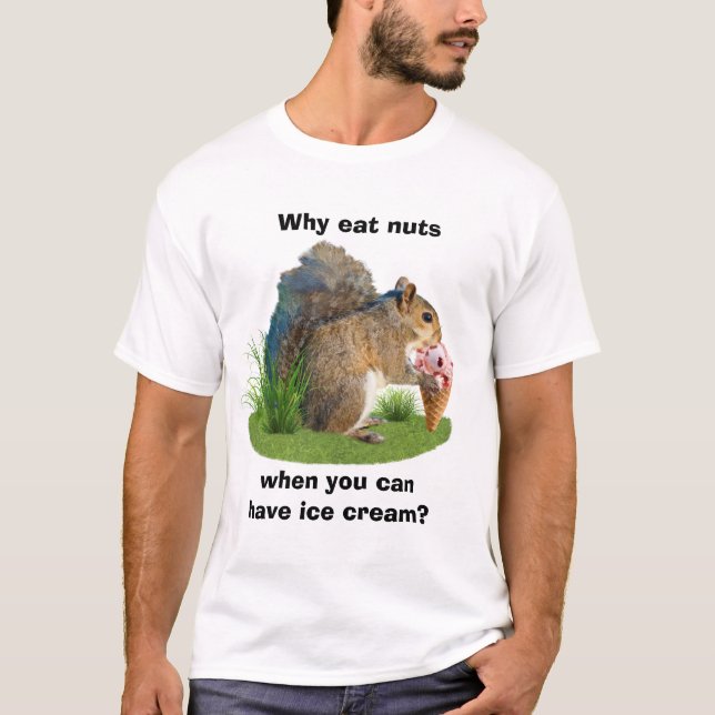 Squirrel Eating Ice Cream Cone T-Shirt (Front)