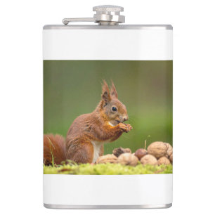 squirrel eating nut hip flask