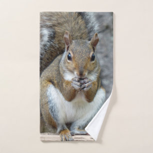 Squirrel Enjoying a Nut Bath Towel Set