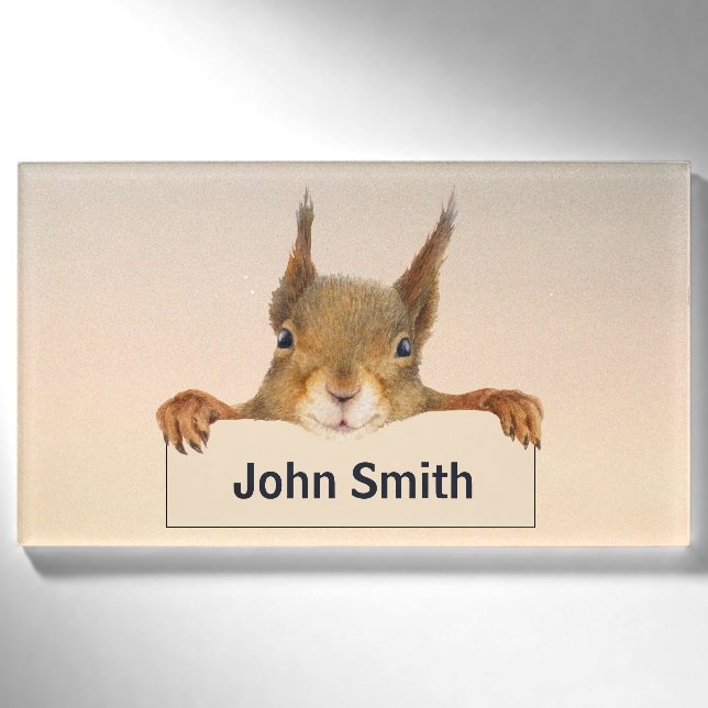 Squirrel Face Custom Text Name Tag (Front)
