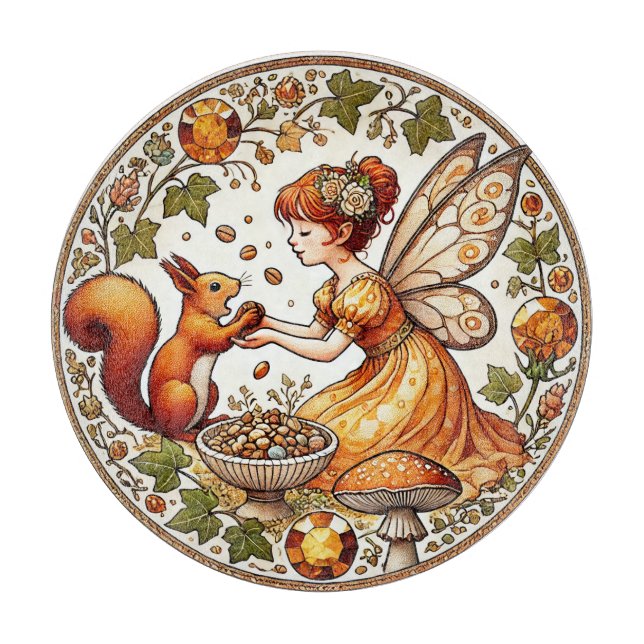 Squirrel Fairy Illustration                        Cutting Board (Front)