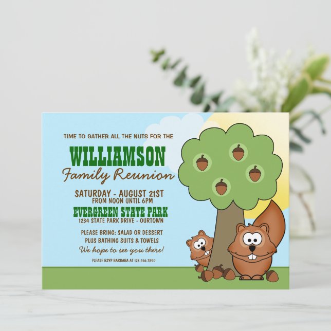 Squirrel Family Reunion Invitations (Standing Front)