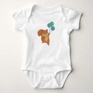 Squirrel Forest Animal Flies Balloons Baby Bodysuit