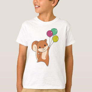 Squirrel Forest Animal Flies Balloons T-Shirt