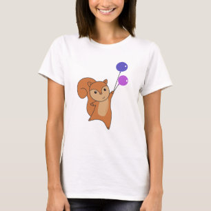 Squirrel Forest Animal Flies Balloons T-Shirt