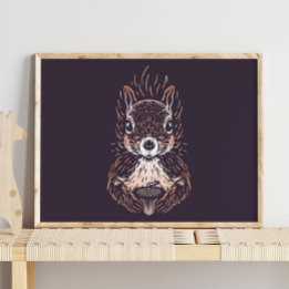 Squirrel Forest Animal Wall Print | Woodland Art