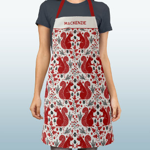 Squirrel Forest Woodland Personalized Name Apron