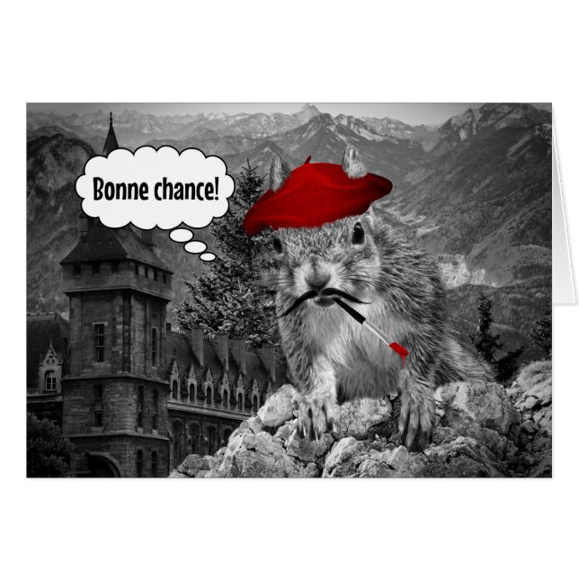 Squirrel French Artist Bonne Chance (Front Horizontal)