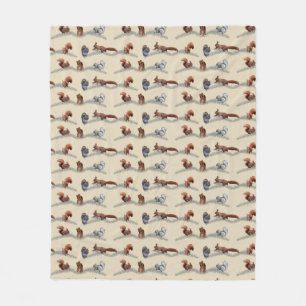 Squirrel Frenzy Fleece Blanket (Cream)