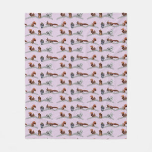 Squirrel Frenzy Fleece Blanket (Dusty Pink)