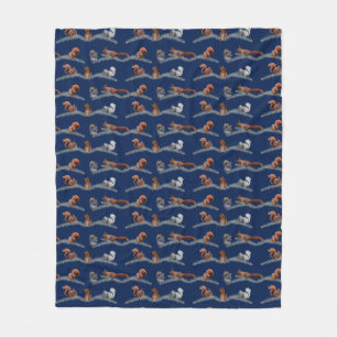 Squirrel Frenzy Fleece Blanket (Navy)