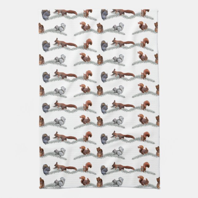 Squirrel Frenzy Kitchen Towel (Vertical)