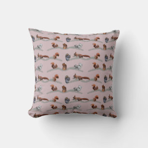 Squirrel Frenzy Pillow (Dusty Pink)