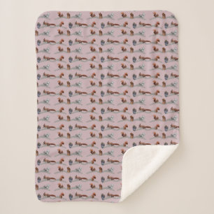 Squirrel Frenzy Sherpa Blanket (Dusty Pink)