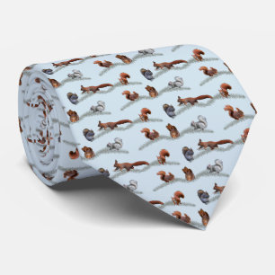 Squirrel Frenzy Tie Double Sided Print(Light Blue)