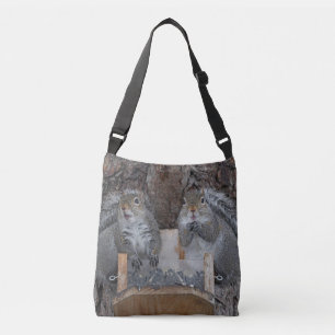 Squirrel Friends On The Feeder Crossbody Bag