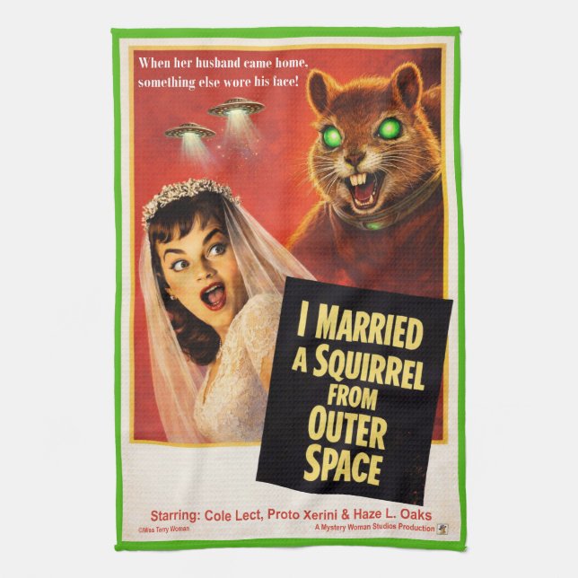 Squirrel from Outer Space Parody Kitchen Towel (Vertical)