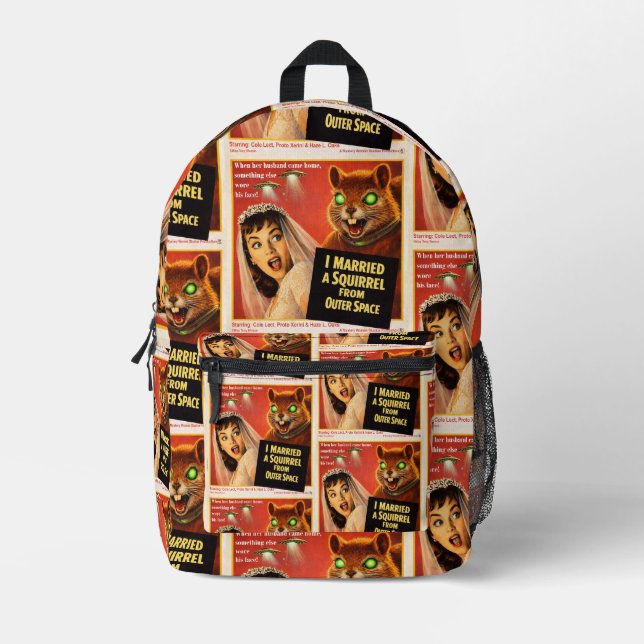 Squirrel from Outer Space Parody Printed Backpack (Front)